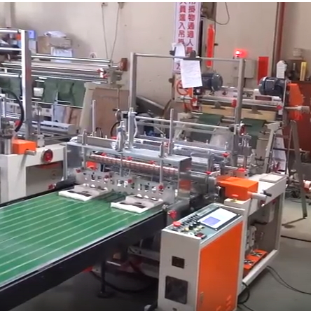 2 Line Plastic Bag Sealing and Cutting Machine + Automatic Hot Pin Stample